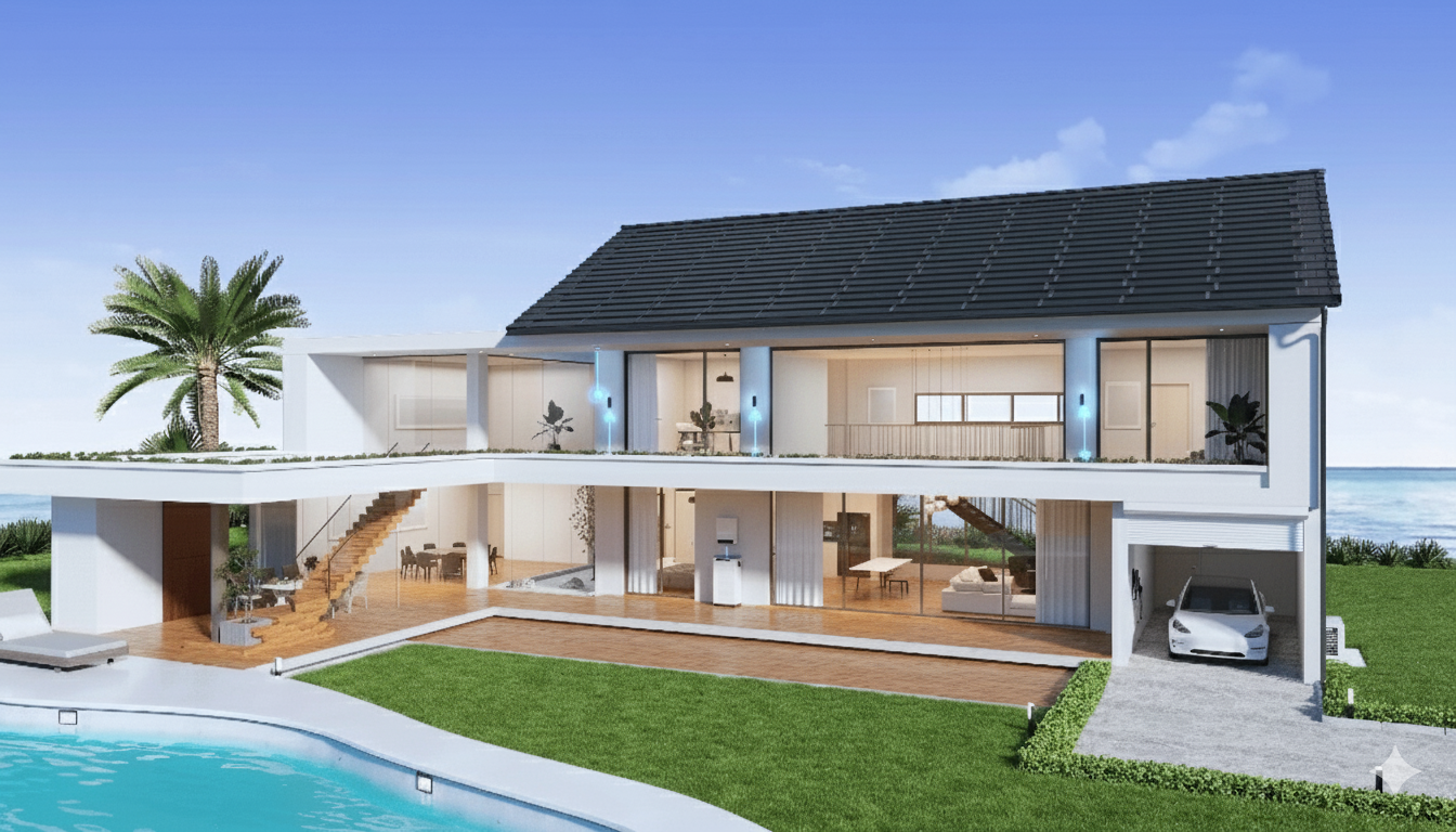 Solar panels installed on roof